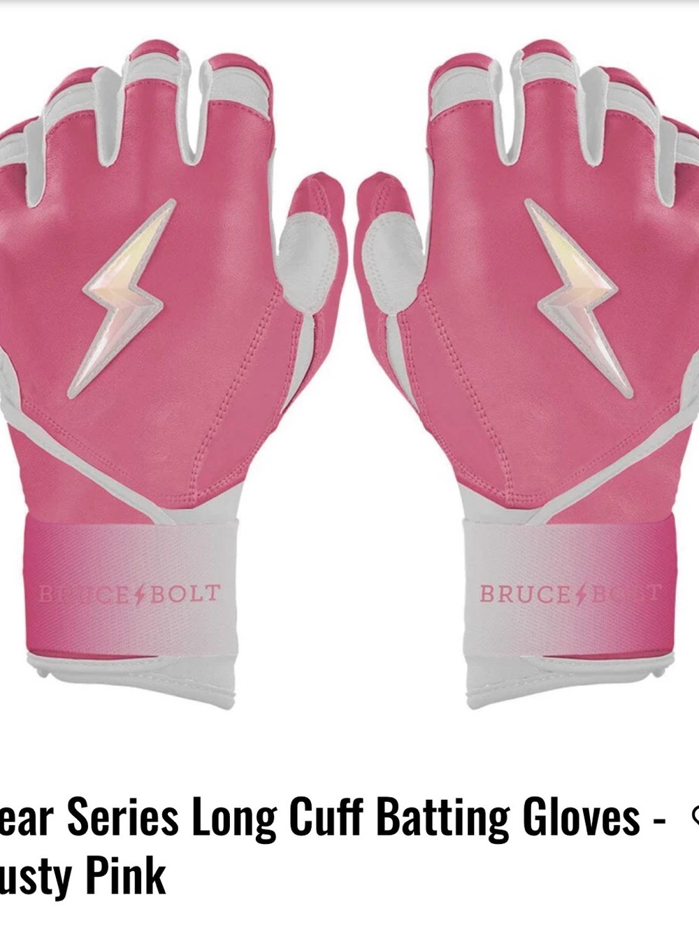 Bruce Bolt Kids Long Cuff Batting Gloves - Dusty Pink